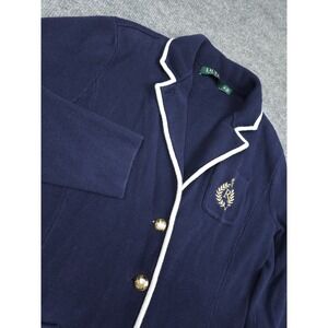 Ralph Lauren Navy Military Jacket Women's Medium Blue Button Embroider